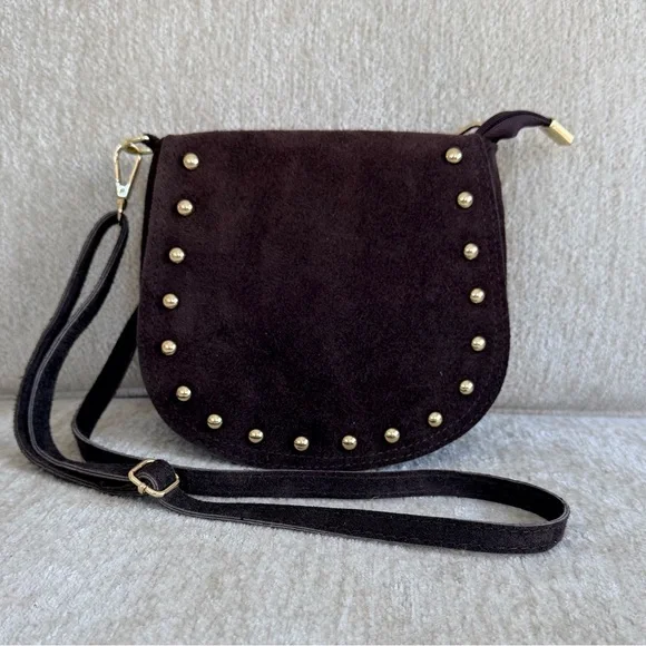 Persaman New York Elvira Brown Suede Studded Crossbody - Picture 3 of 15
